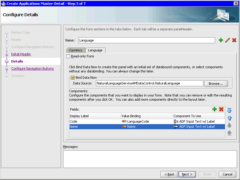 orm/Form Configure Details dialog
