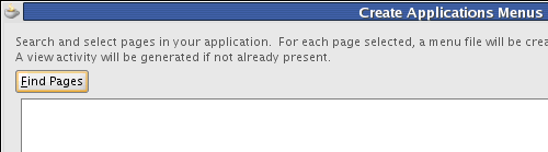 Initial Create Applications Menus Display