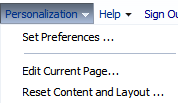 Personalization Menu