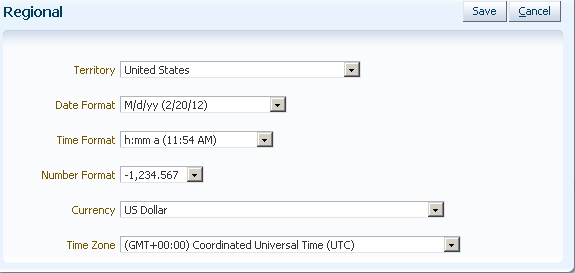 Setting the Regional Preferences Options
