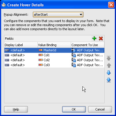 Hover popup attributes