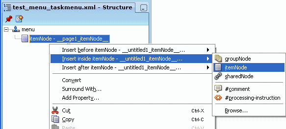 Task-Flow Item Node menu choices.