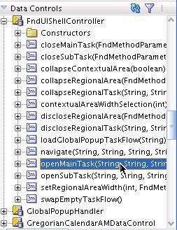 Selecting openMainTask from Data Controls