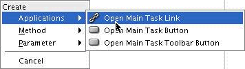 Selecting from the Applications Context menu