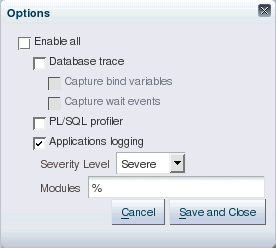 Troubleshooting Options Dialog