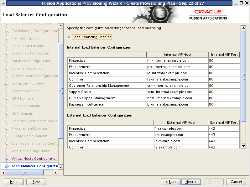 Load Balancer Config. Described in surrounding text.