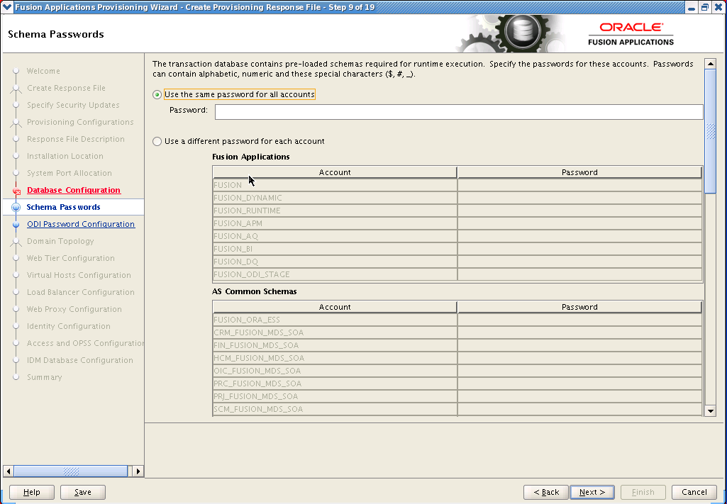 Passwords Screen. Described in surround text.