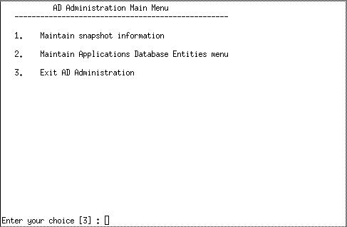 AD Administration Main Menu