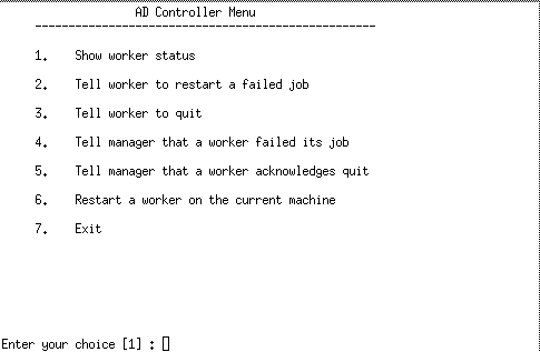 AD Controller main menu