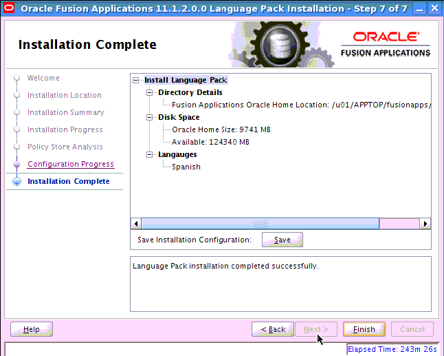 Installation Complete screen