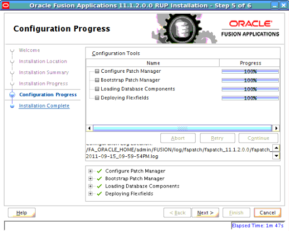 Configuration Progress, described in surrounding text.