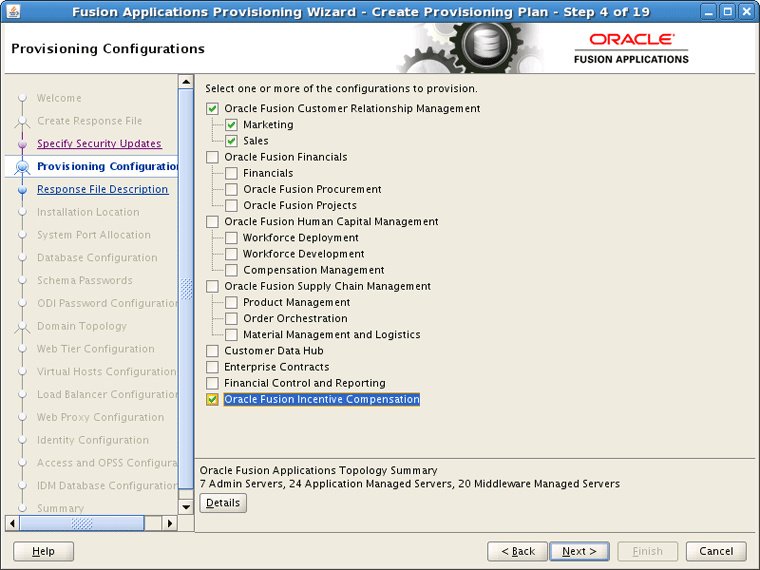 Provisioning Configurations Screen