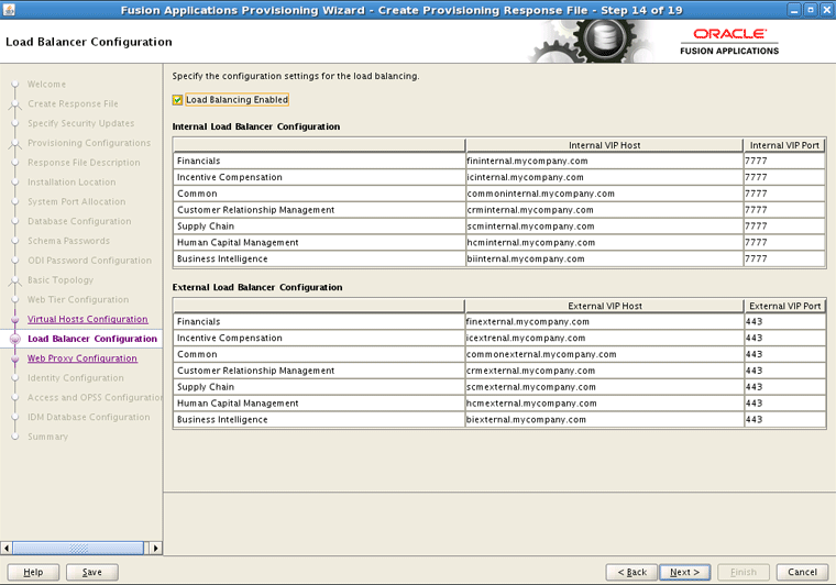 Load Balancer Configuration Screen