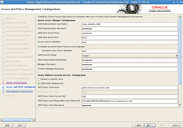 Access and Policy Management Configuration Screen (1)