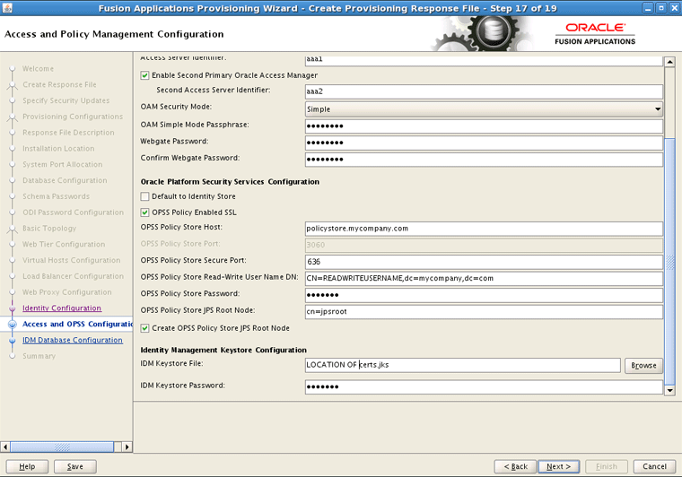 Access and Policy Management Configuration Screen (2)