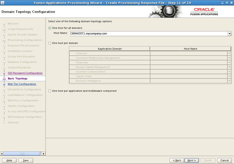 Domain Topology Configuration Screen