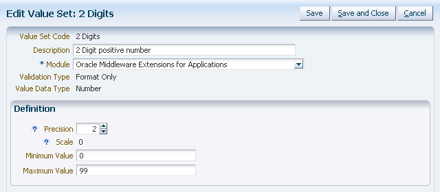 Manage Value Sets Task