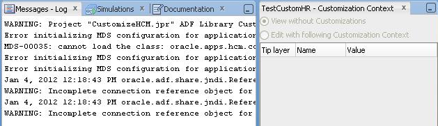 Empty customization context table