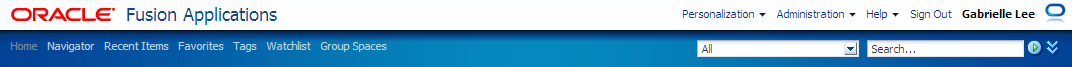 Menu bar accesses Administration