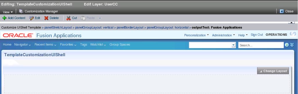 Edit UIShell Template