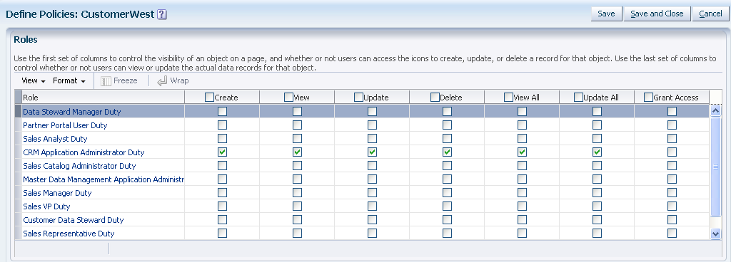 Object-based security screen in CRM Application Composer