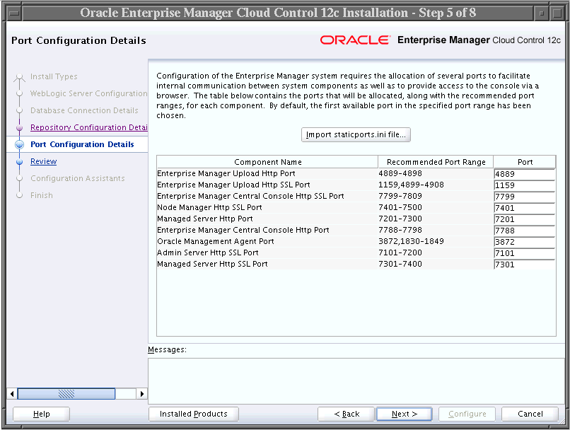 Port Configuration Details Screen