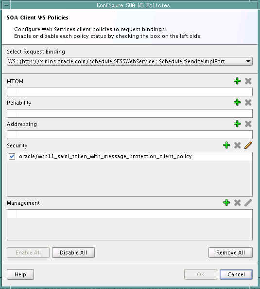 Client Security Policy for the ESS Web Service