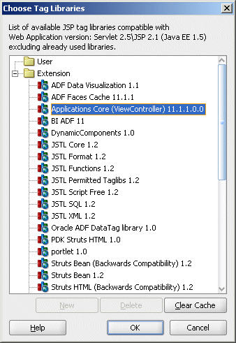 Select tag library Applications Core.