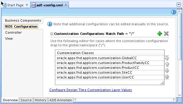 adf-config.xml - Customization Classes