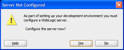 WebLogic Server Not Configured Prompt