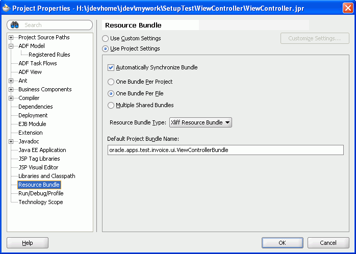 Project Properties - Resource Bundle.