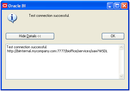 Test Connection Successful Message