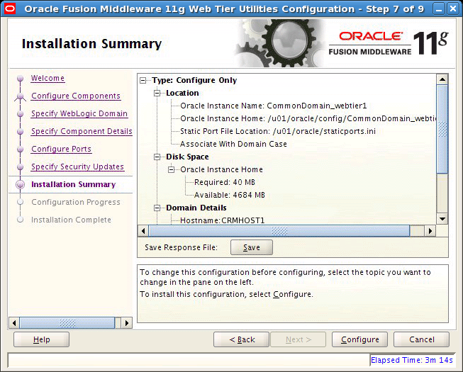 Installation Summary Window