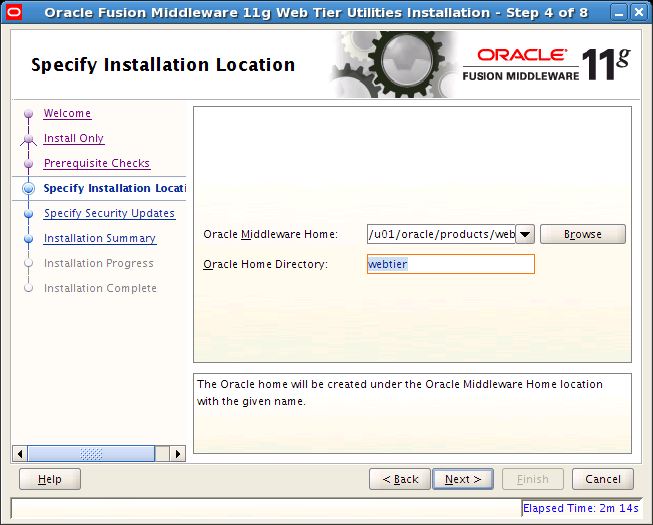 Specify Installation Location Window