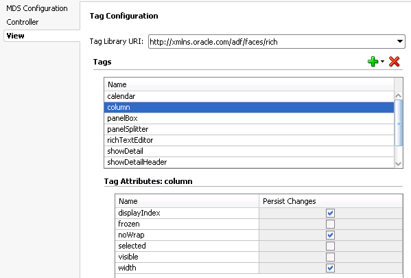 overview editor of adf-config.xml