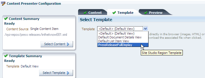 Selecting the Custom Display Template