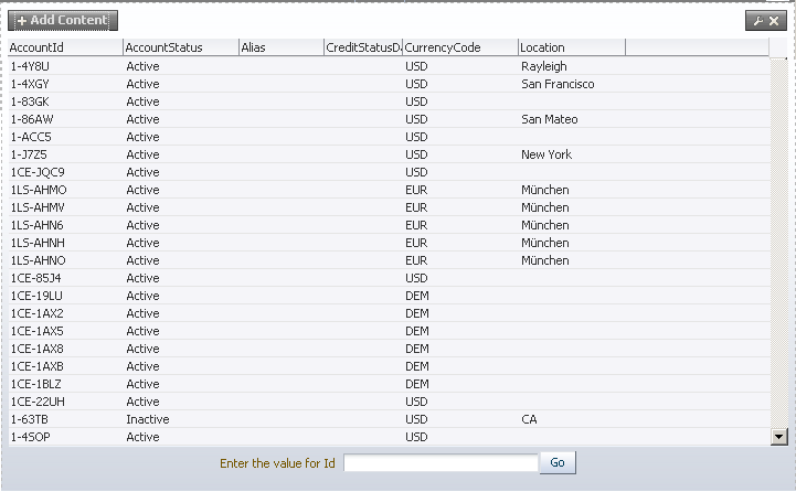 Table Inside a Parameter Form Task Flow