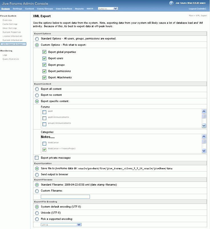 Exporting Discussions for an Individual Space