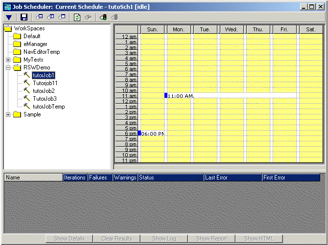 Job Scheduler Current Schedule window.