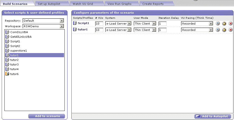 Image of the Build Scenarios tab.