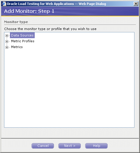 Add Monitors Step 1 Dialog Box