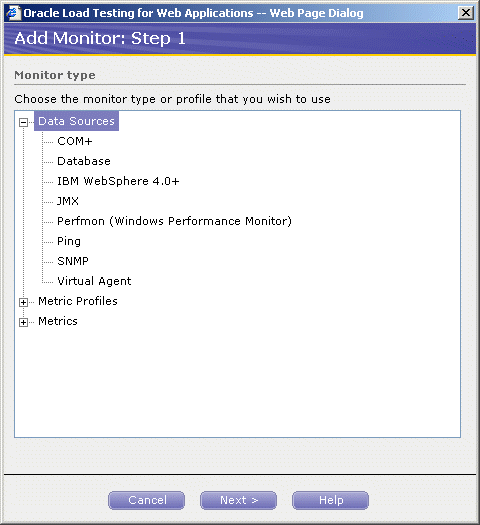 Add Monitors Step 1 with Data Sources Expanded