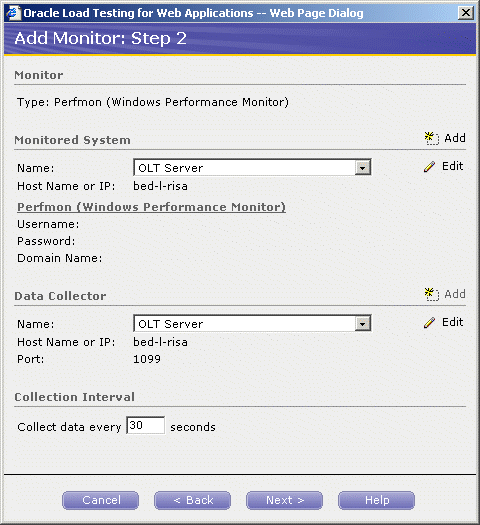 Add Monitors Step 2 Dialog Box