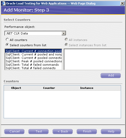 Add Monitors Step 3 Dialog Box