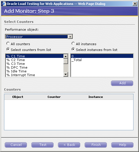 Add Monitors Step 3 with Processors Listed