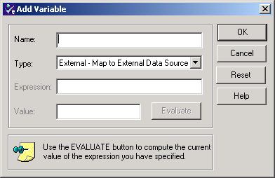 Add Variable dialog box.