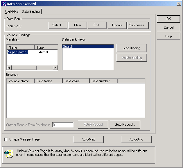 Data Bank Wizard with a data bank file.