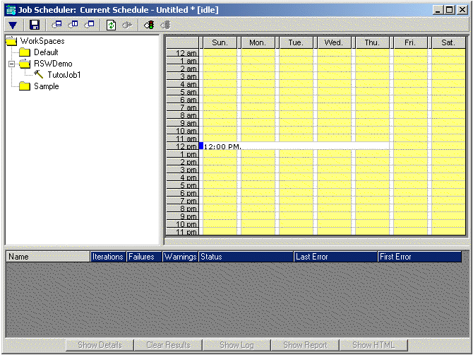 Job Scheduler Current Schedule window