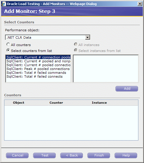 Add Monitors Step 3 Dialog Box