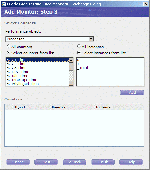 Add Monitors Step 3 with Processors Listed